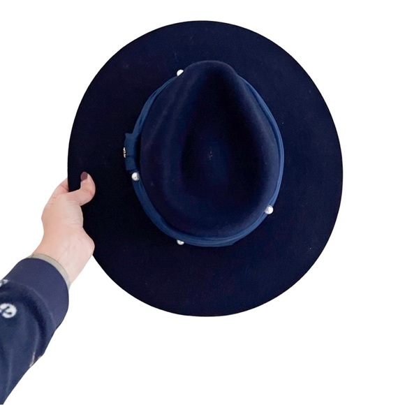 NWT LELE SADOUGHI Wool Pearl Navy Rancher Hat - Picture 3 of 5